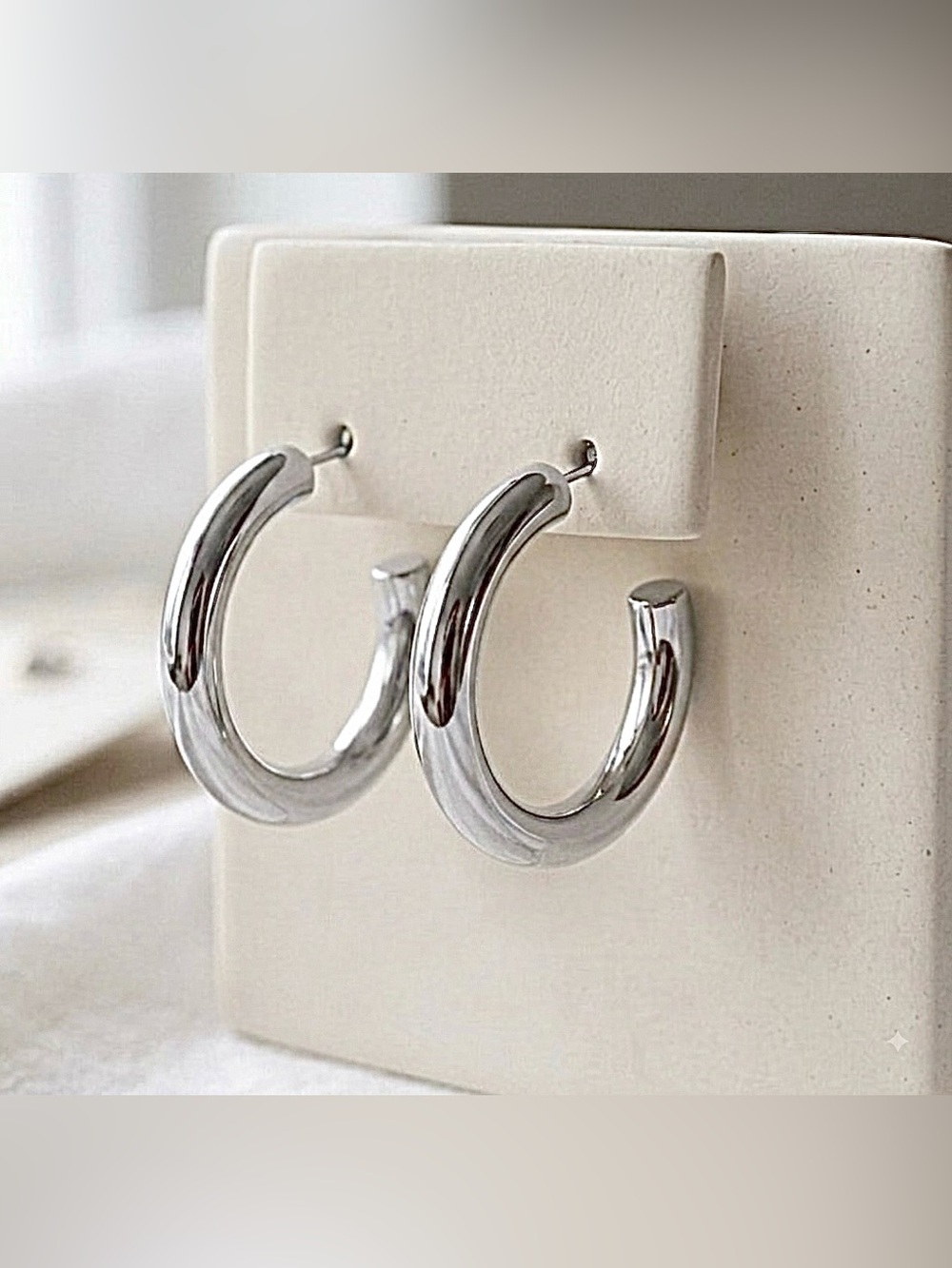 Silver plated women’s 30mm hoop earrings hypoallergenic